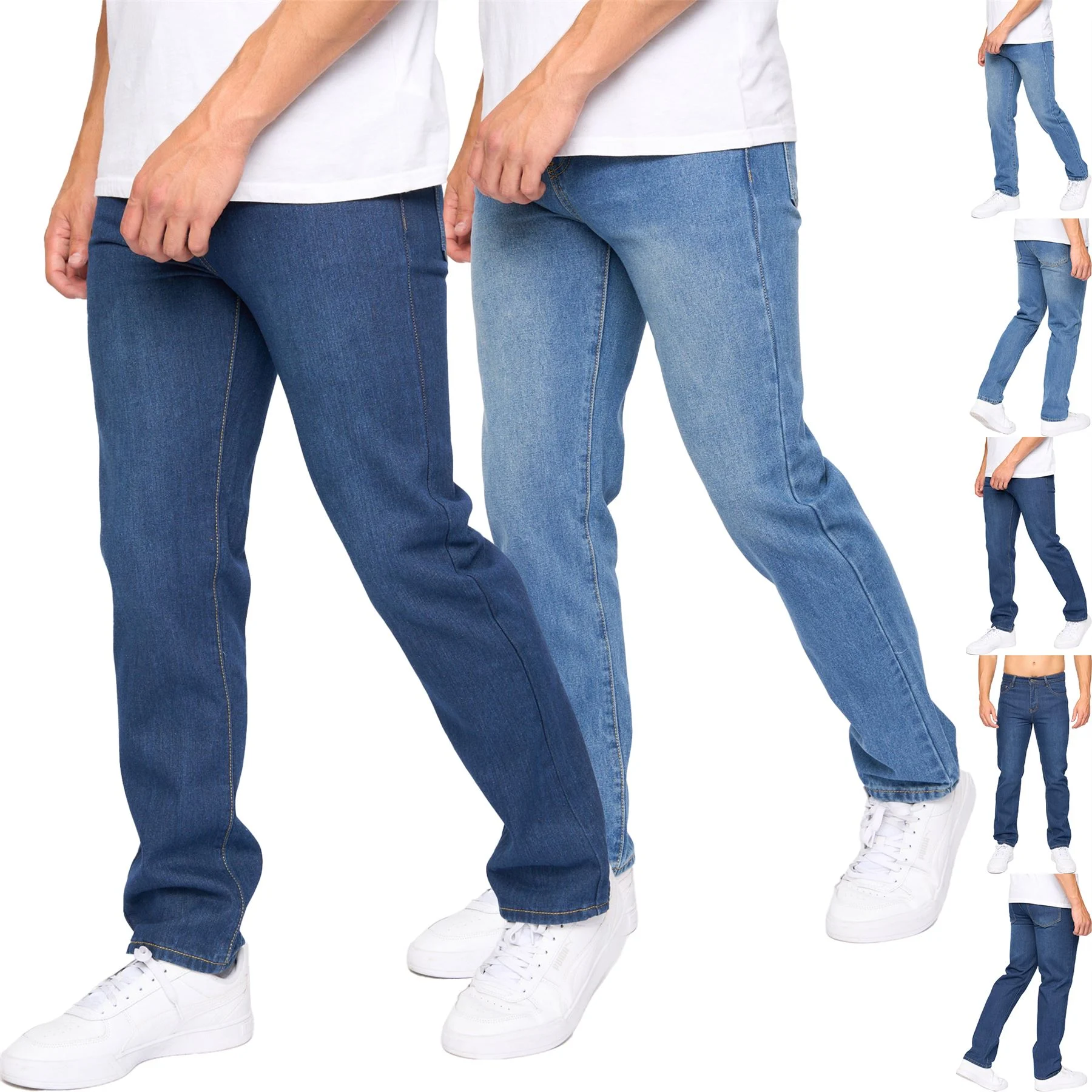 Mens 2 Pack Regular Leg Stretch Jeans