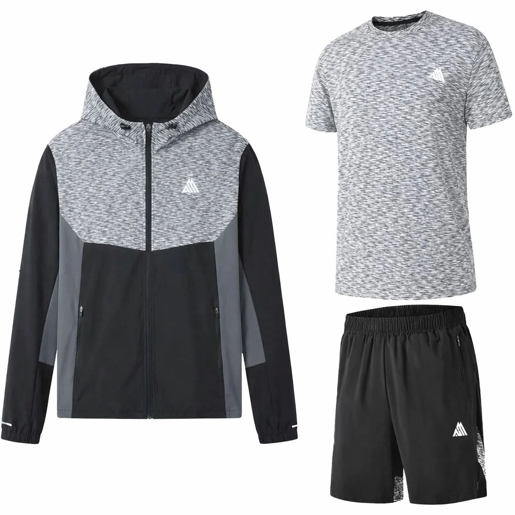 Mens 3 Piece Hooded Active Shorts Set