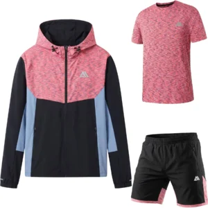 Mens 3 Piece Hooded Active Shorts Set