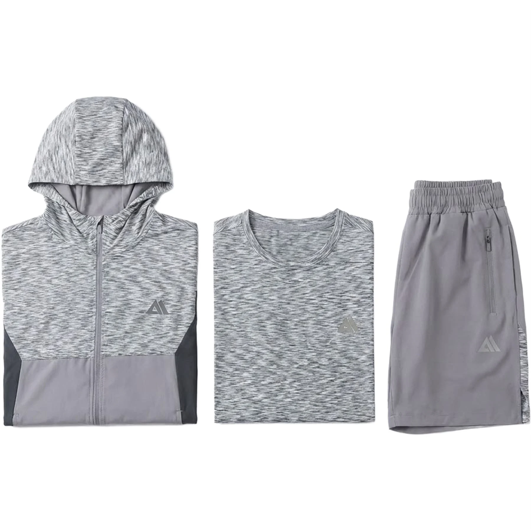 Mens 3 Piece Hooded Active Shorts Set