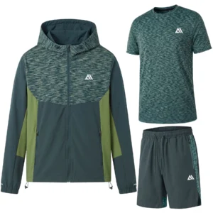 Mens 3 Piece Hooded Active Shorts Set