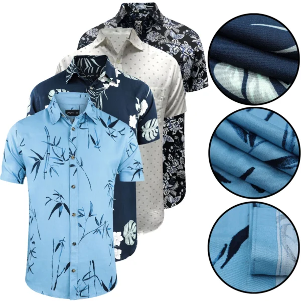 Mens 4 Pack Hawaiian Summer Shirts
