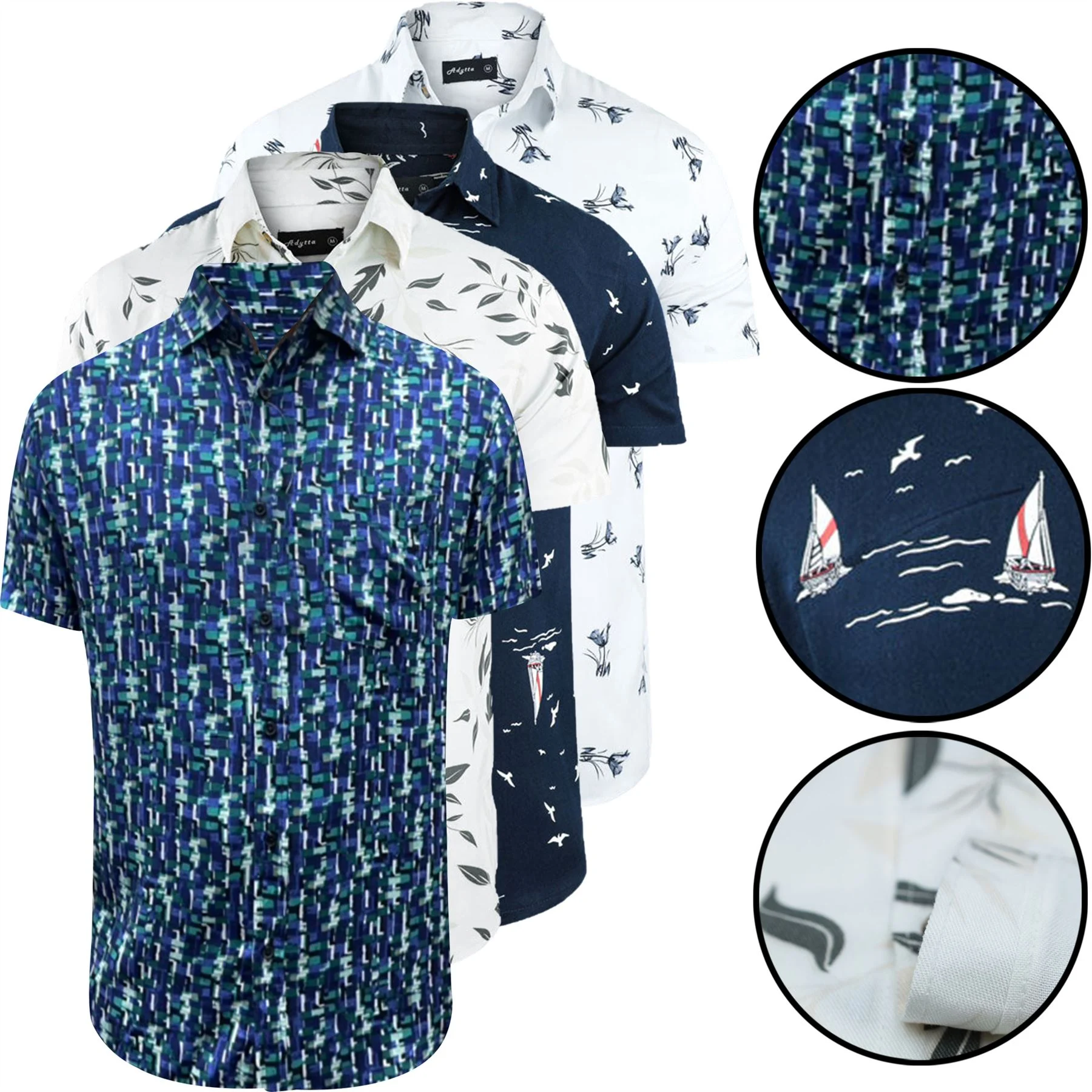 Mens 4 Pack Hawaiian Summer Shirts