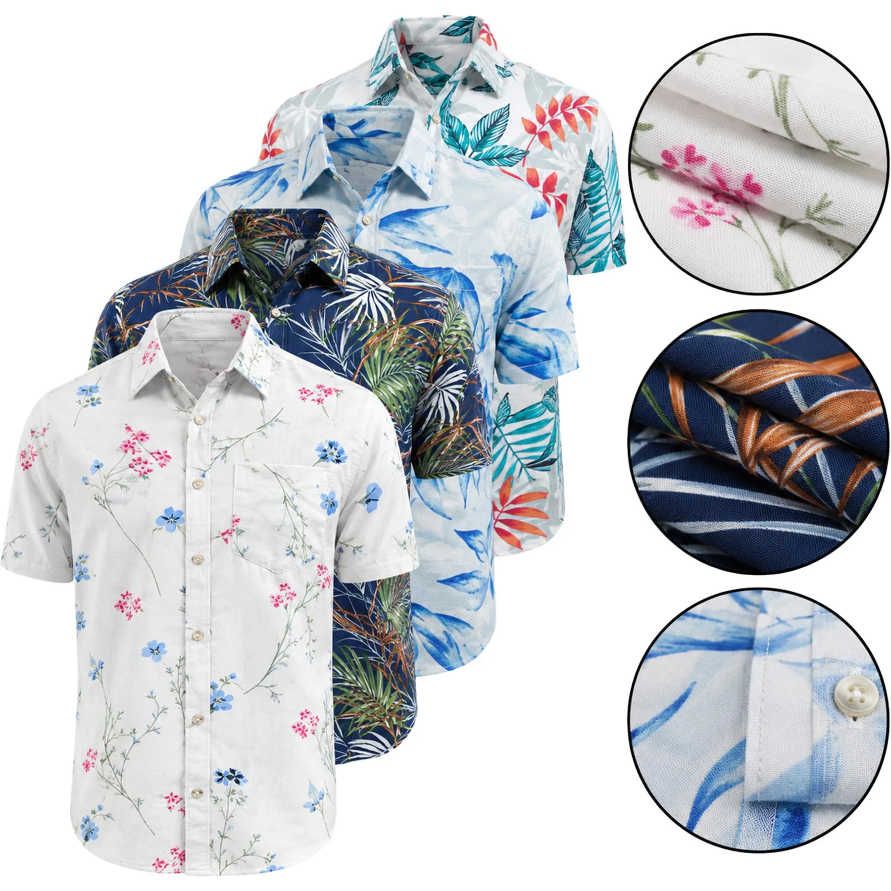 Mens 4 Pack Hawaiian Summer Shirts