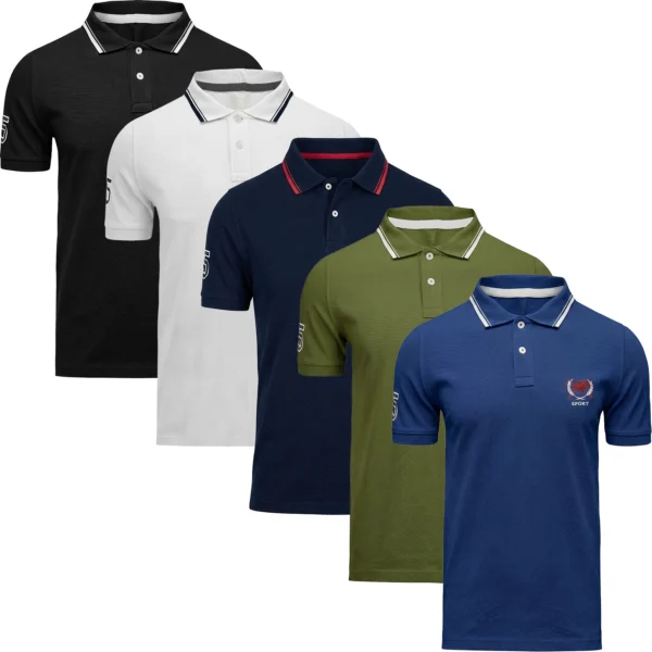 Mens 5 Pack Horse Logo Polo Shirts