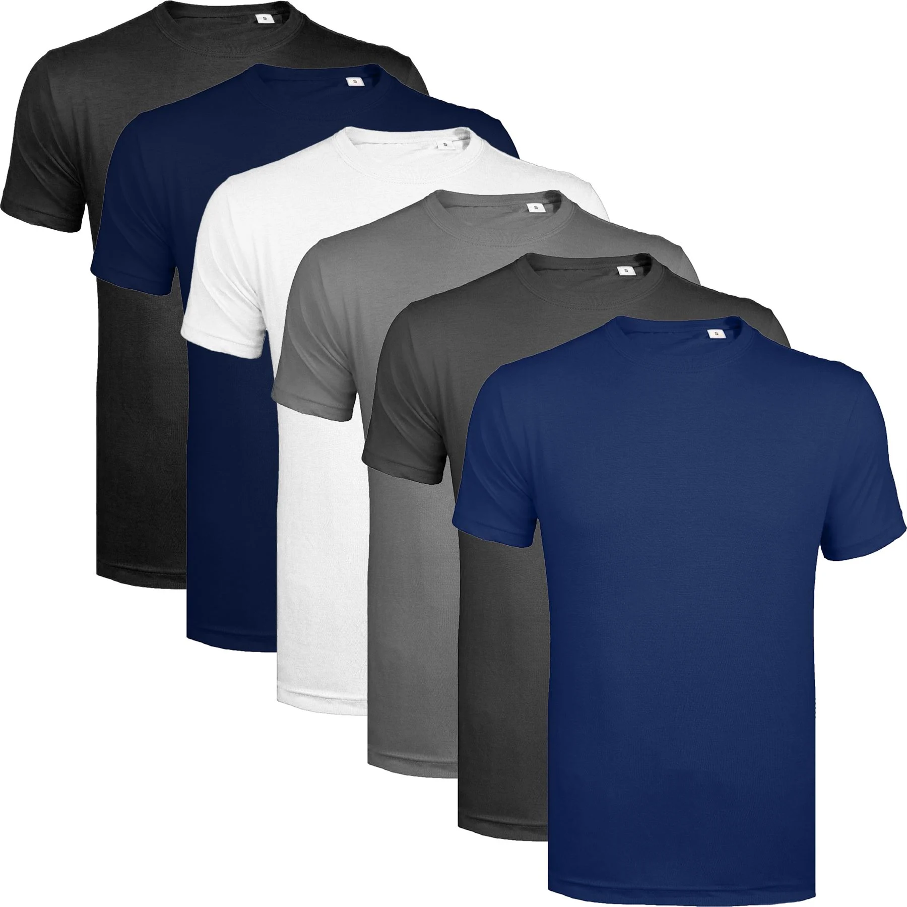 Mens 6 Pack Plain Cotton T Shirts