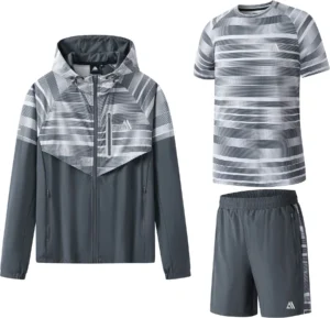 Mens 3 Piece Textured Sports Shorts Set