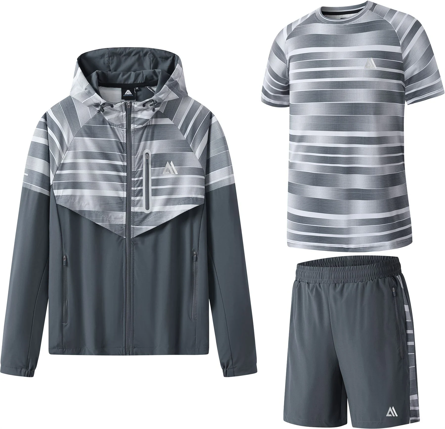Mens 3 Piece Textured Sports Shorts Set