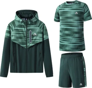 Mens 3 Piece Textured Sports Shorts Set