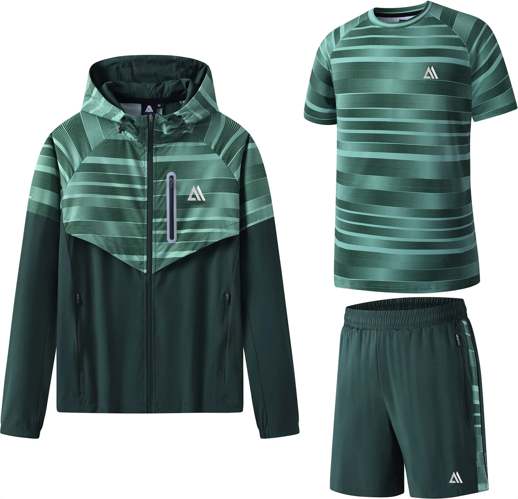 Mens 3 Piece Textured Sports Shorts Set