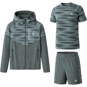 Mens 3 Piece Textured Sports Shorts Set