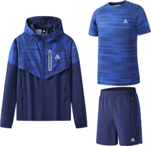 Mens 3 Piece Textured Sports Shorts Set