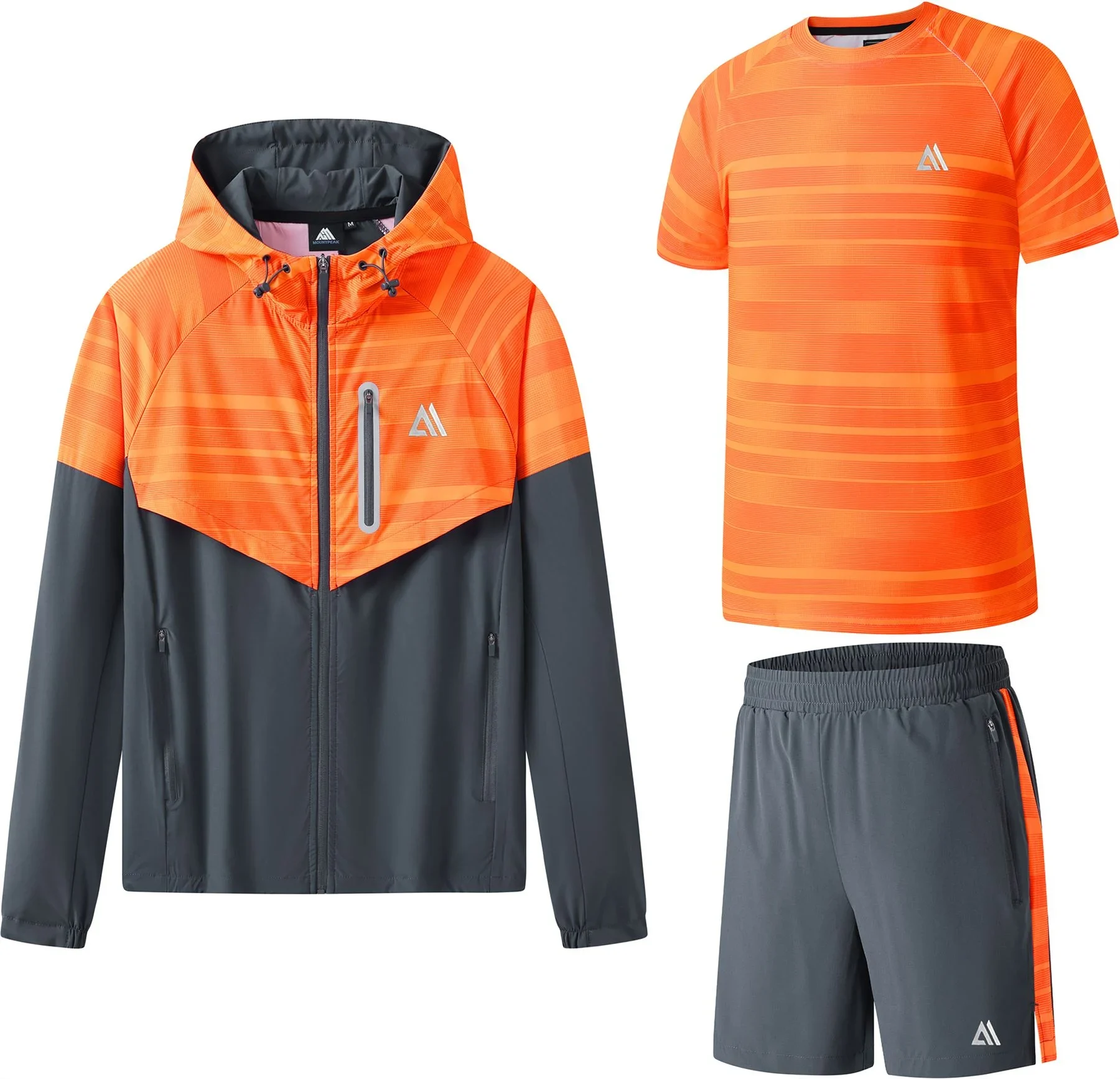 Mens 3 Piece Textured Sports Shorts Set
