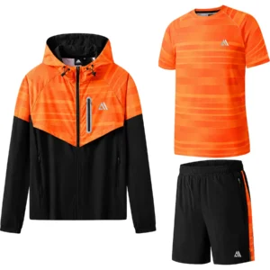 Mens 3 Piece Textured Sports Shorts Set