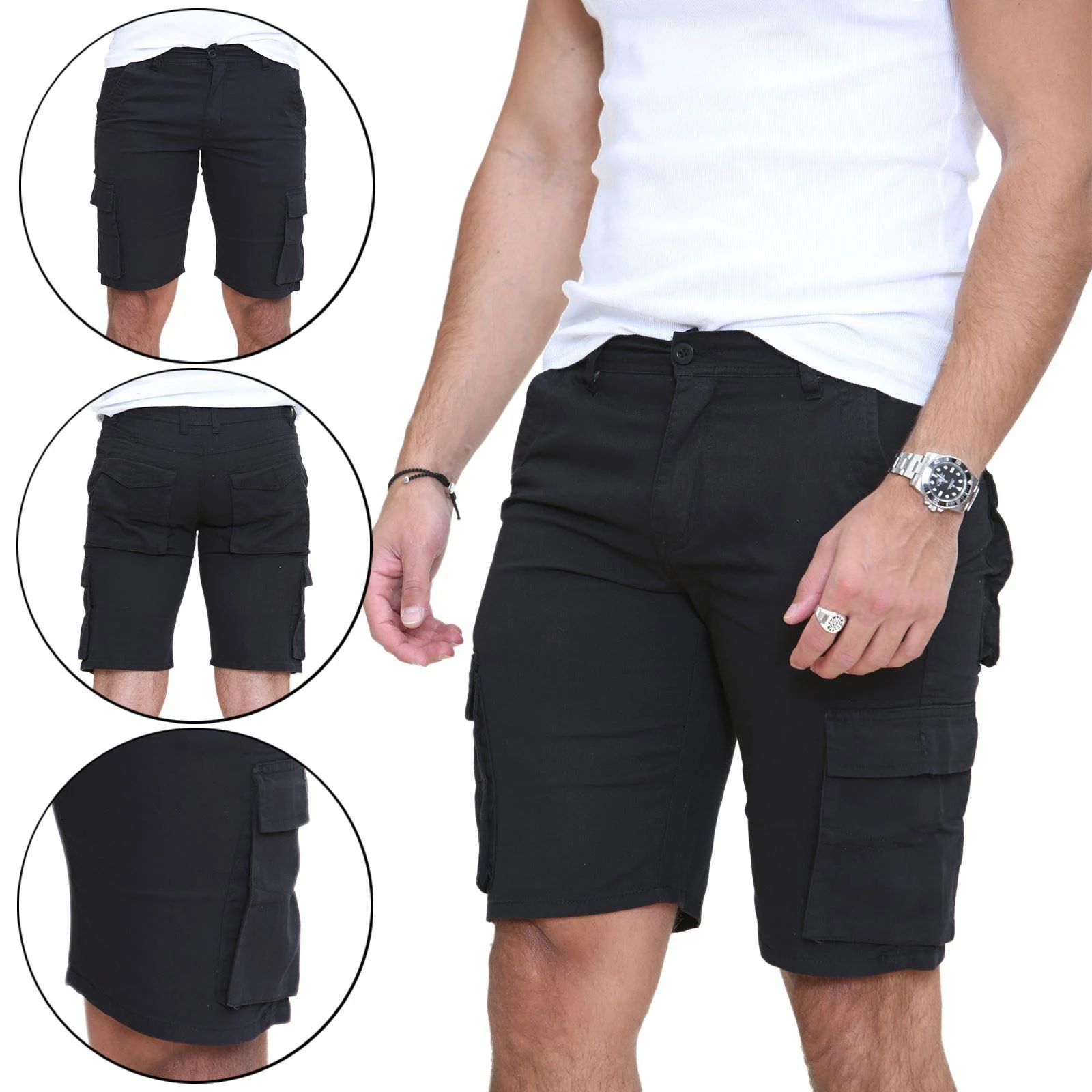 Mens Smart Cotton Cargo Chino Shorts