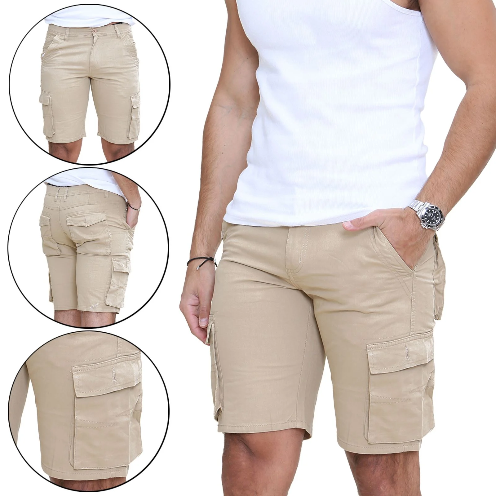 Mens Smart Cotton Cargo Chino Shorts