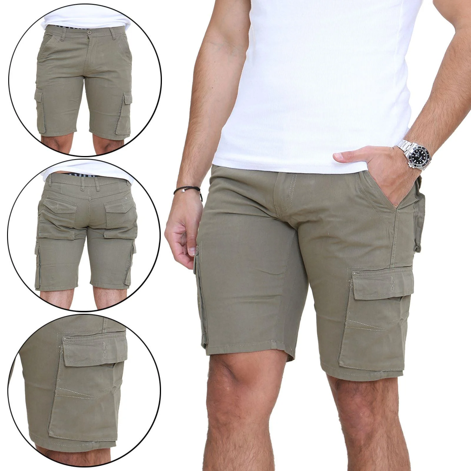 Mens Smart Cotton Cargo Chino Shorts