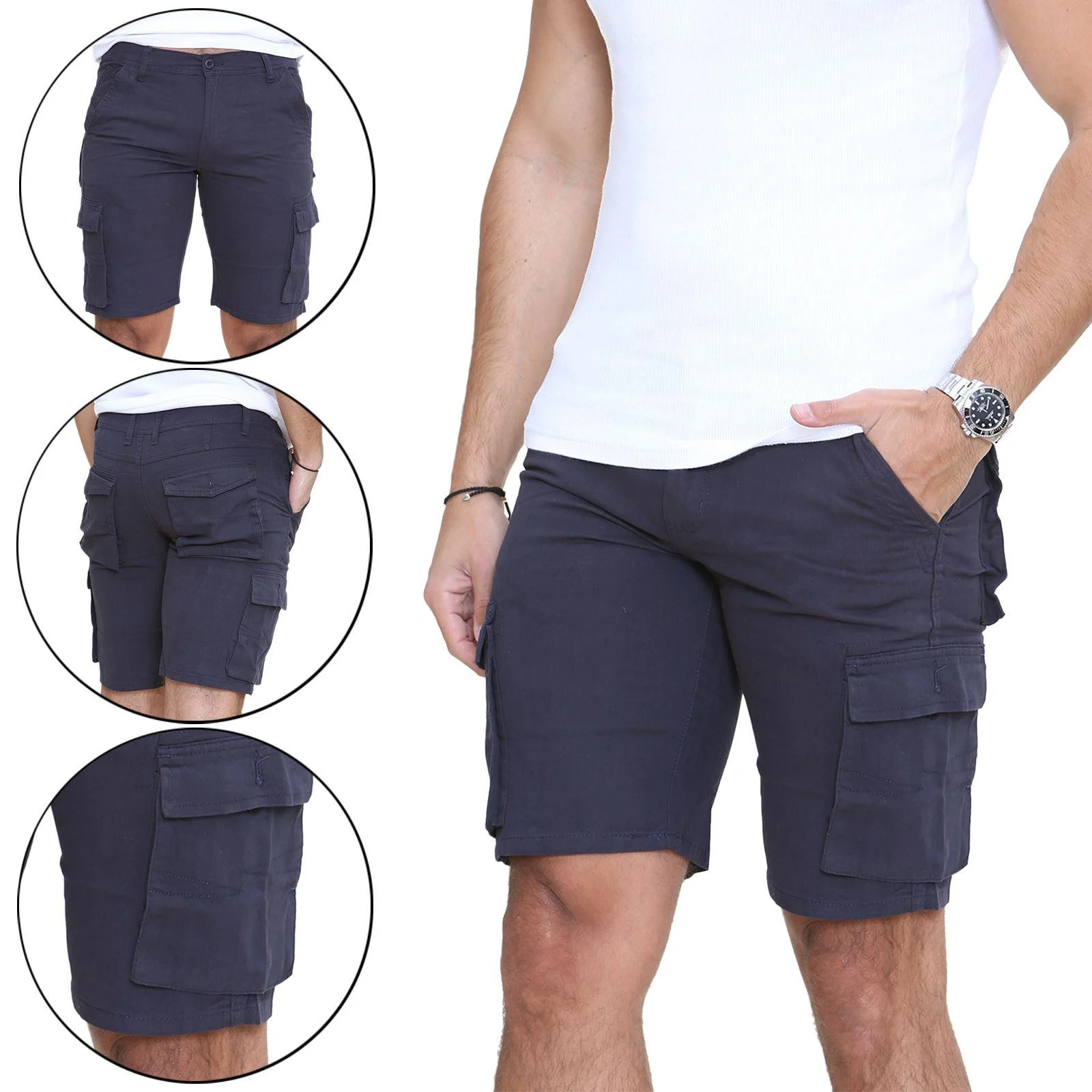 Mens Smart Cotton Cargo Chino Shorts