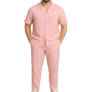 Mens Crinkle Shirt Trouser Co-ord Set