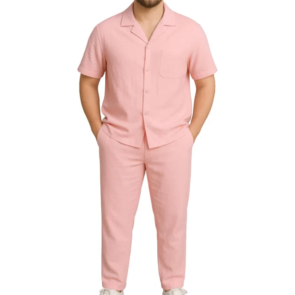 Mens Crinkle Shirt Trouser Co-ord Set