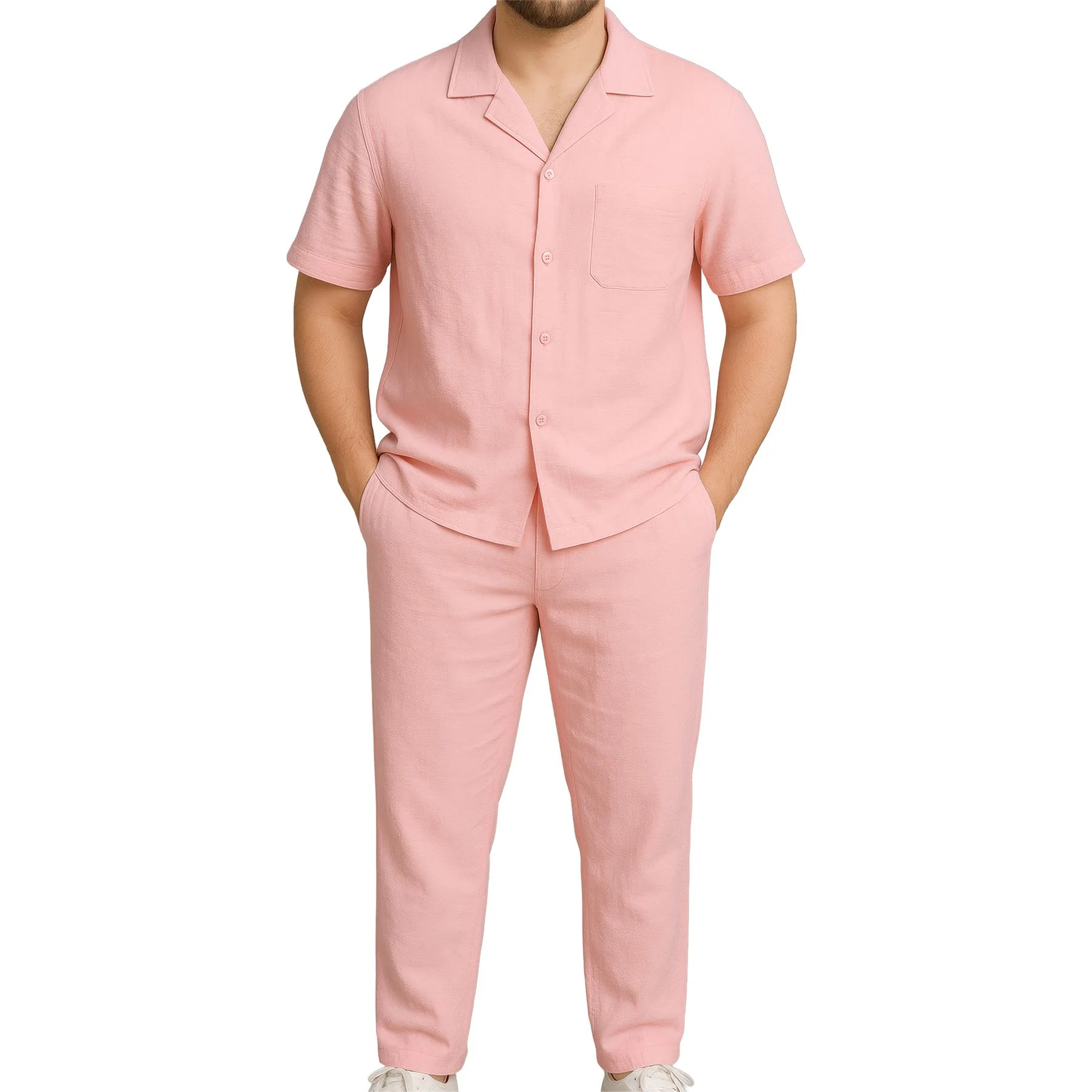Mens Crinkle Shirt Trouser Co-ord Set