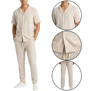 Mens Crinkle Shirt Trouser Co-ord Set