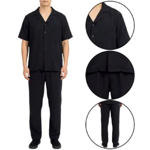 Mens Crinkle Shirt Trouser Co-ord Set
