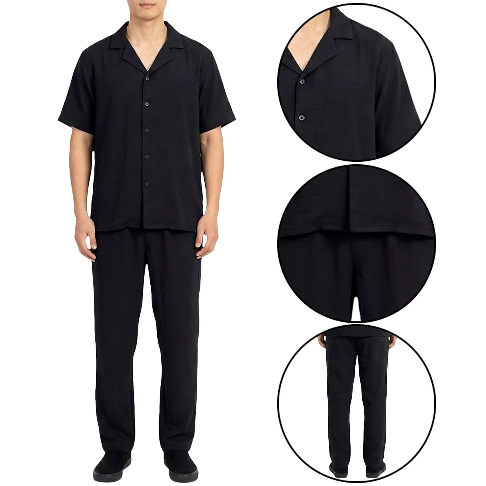 Mens Crinkle Shirt Trouser Co-ord Set