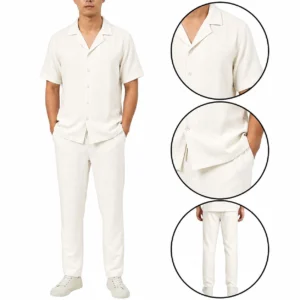 Mens Crinkle Shirt Trouser Co-ord Set