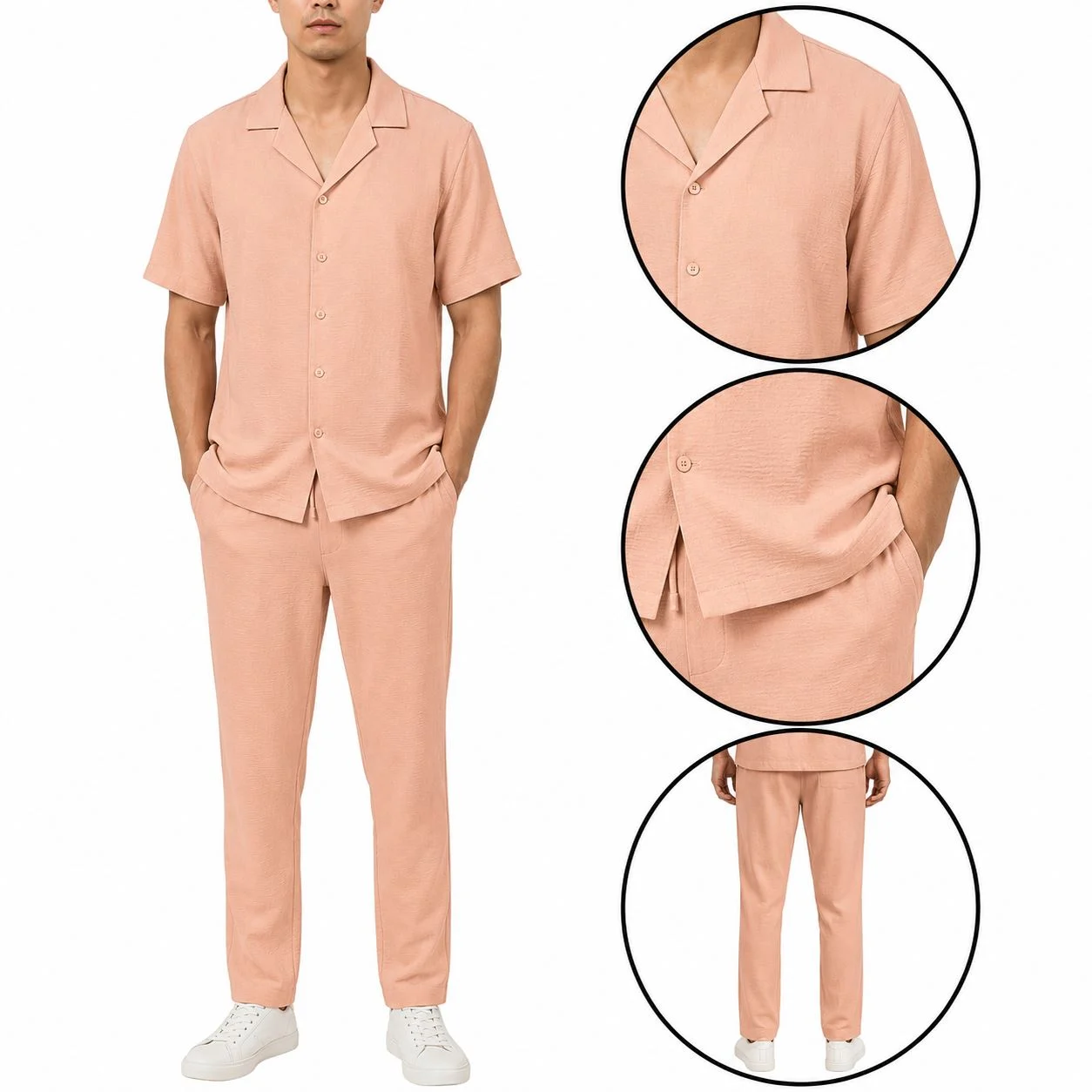 Mens Crinkle Shirt Trouser Co-ord Set