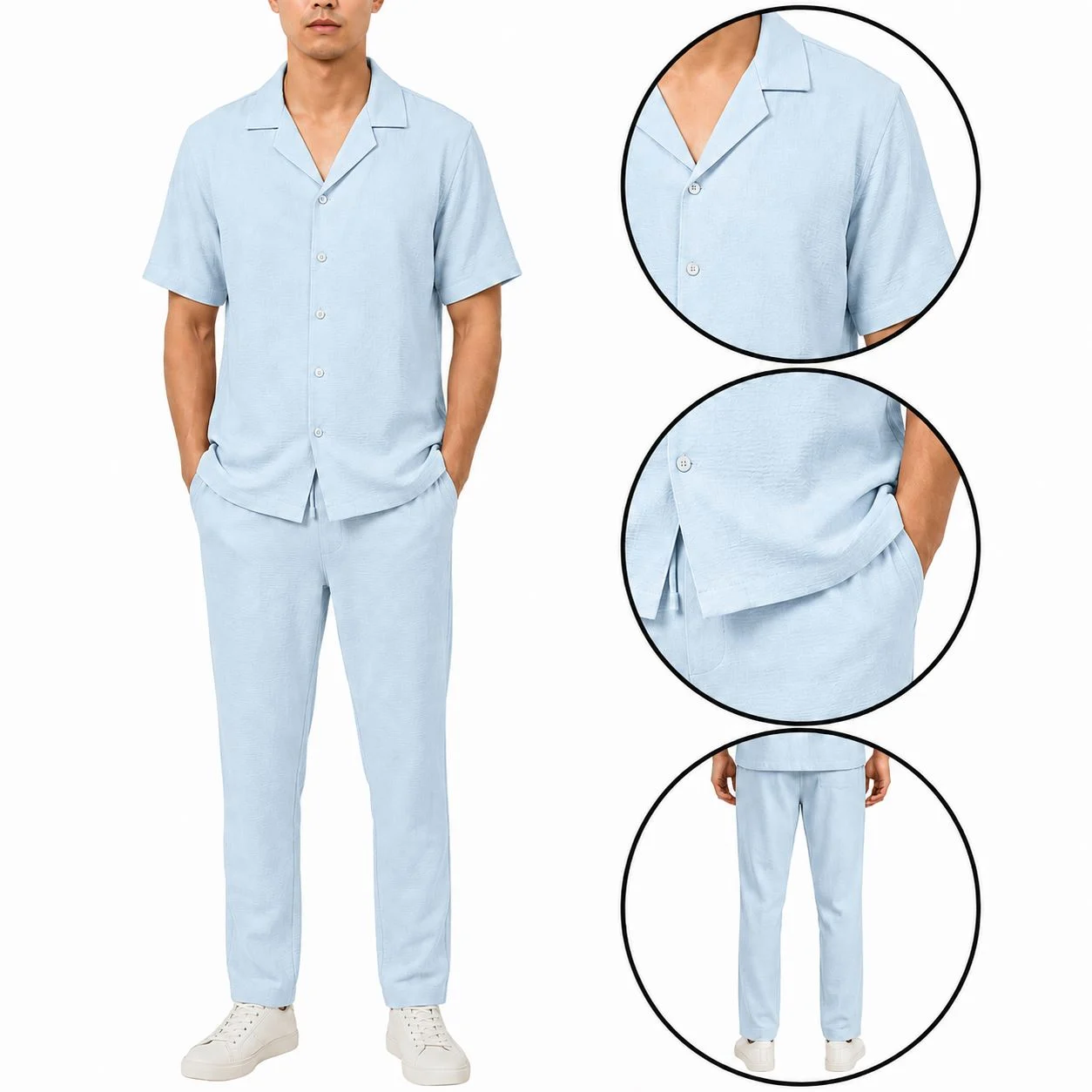 Mens Crinkle Shirt Trouser Co-ord Set