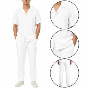 Mens Crinkle Shirt Trouser Co-ord Set