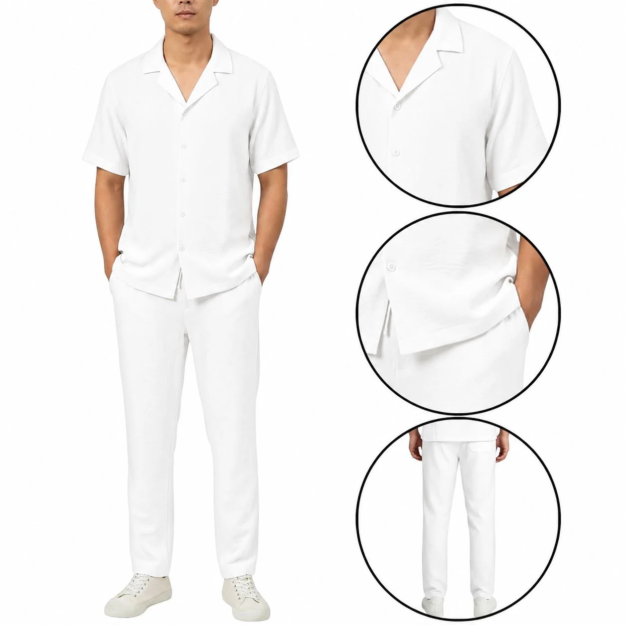 Mens Crinkle Shirt Trouser Co-ord Set