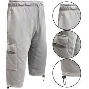 Mens Fleece 3/4 Long Cargo Shorts