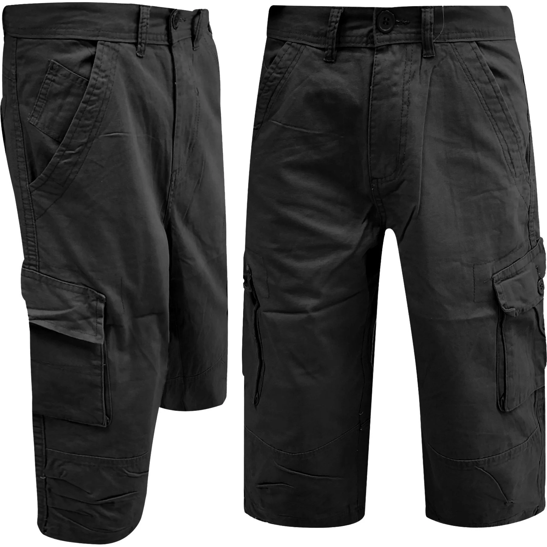 Mens Cargo Combat 3/4 Twill Shorts