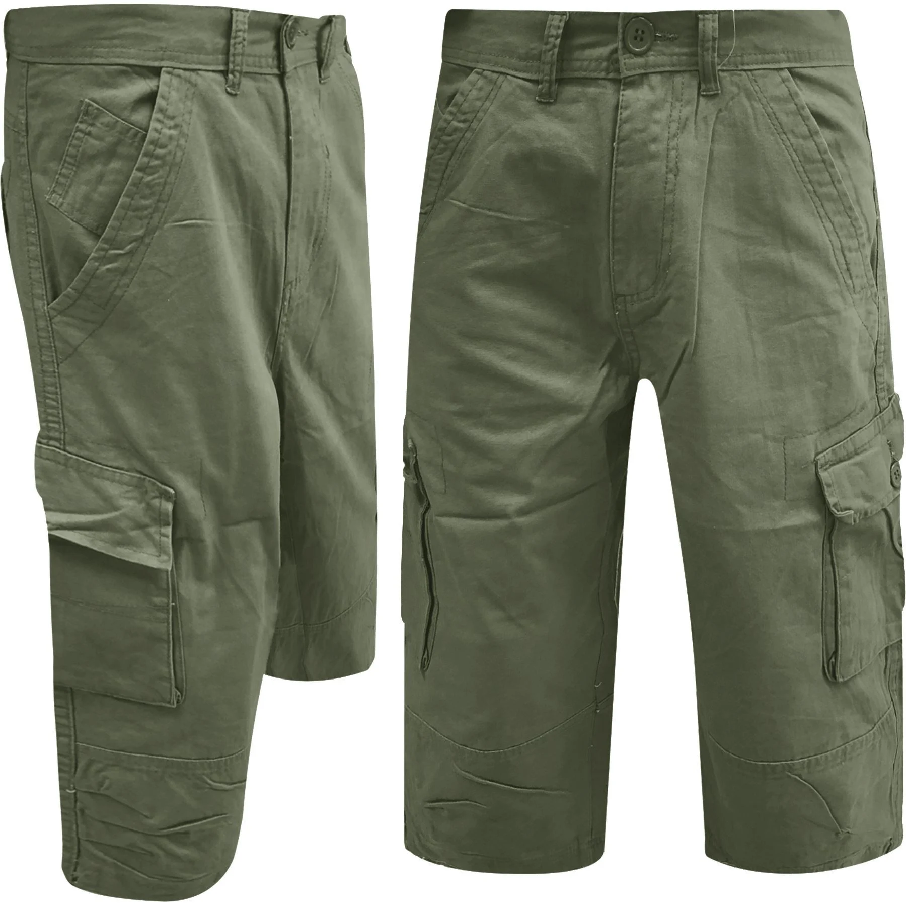 Mens Cargo Combat 3/4 Twill Shorts