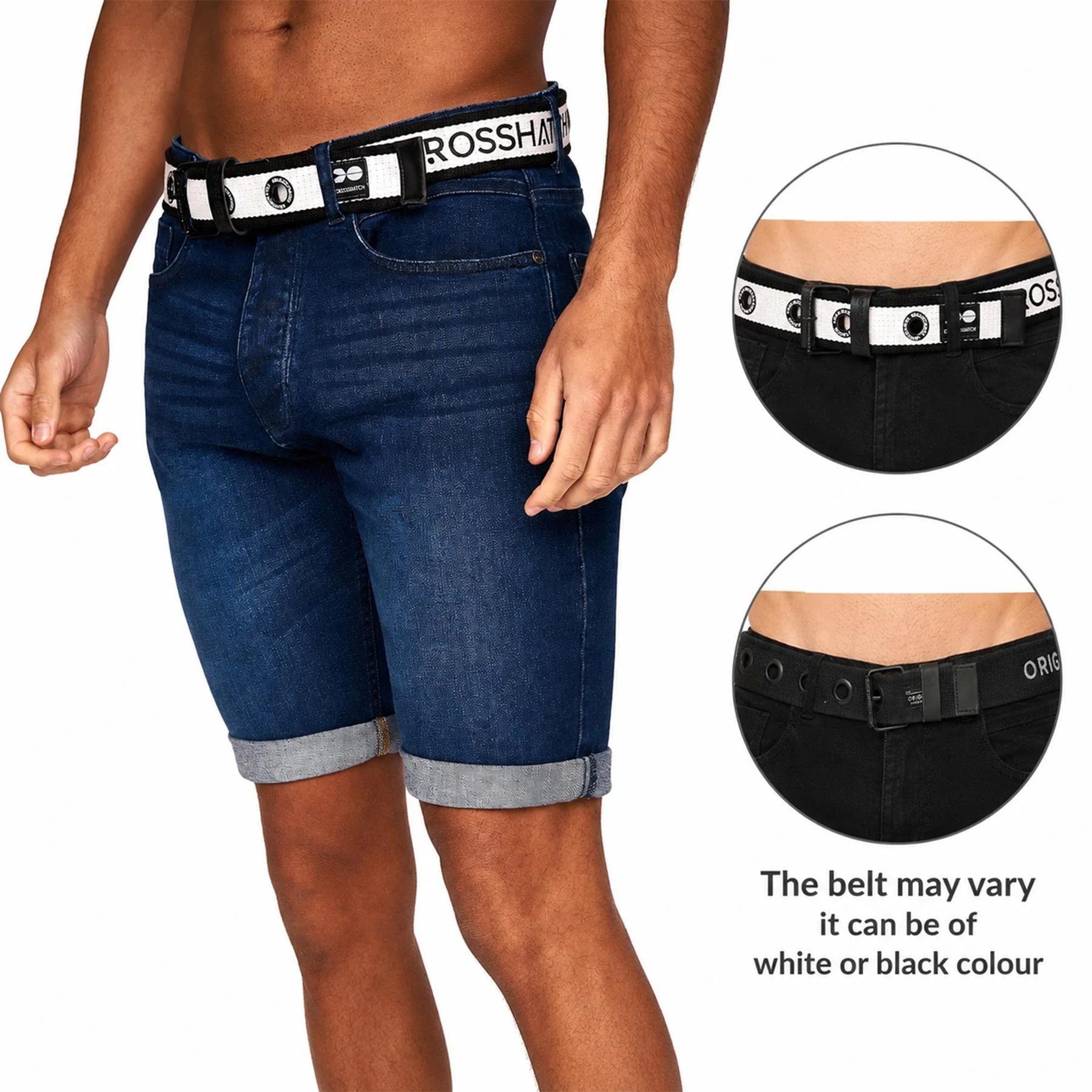 Mens Roll Up Stretch Denim Shorts