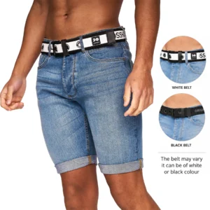 Mens Roll Up Stretch Denim Shorts