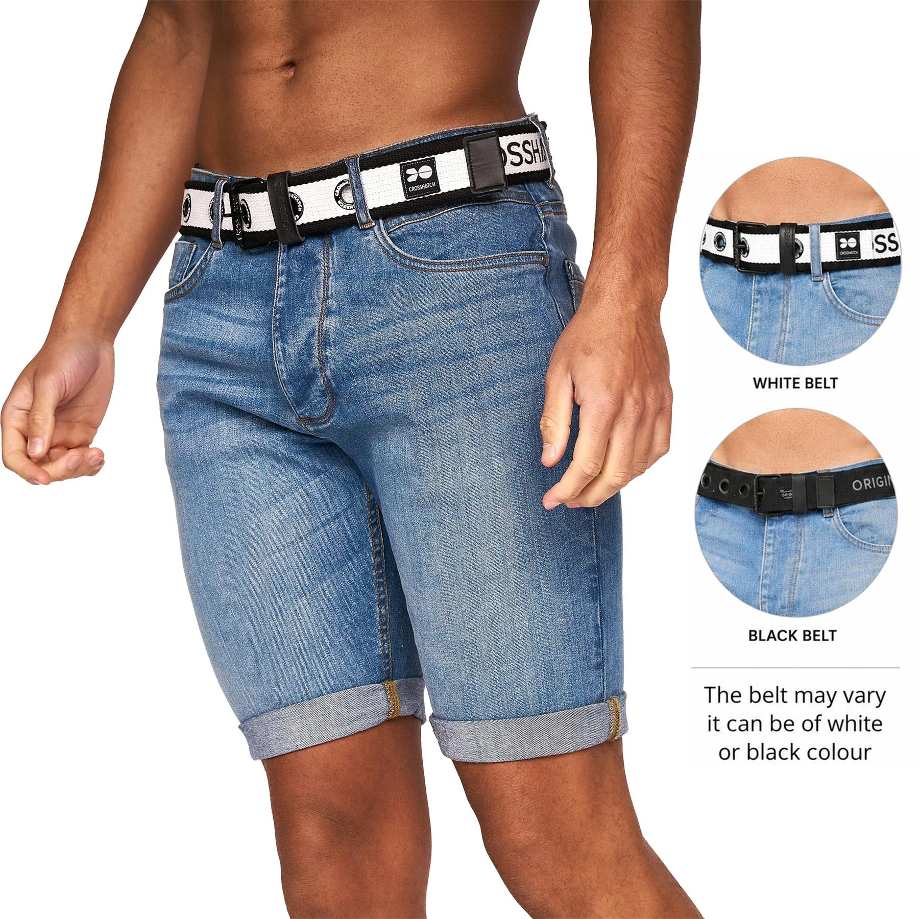 Mens Roll Up Stretch Denim Shorts