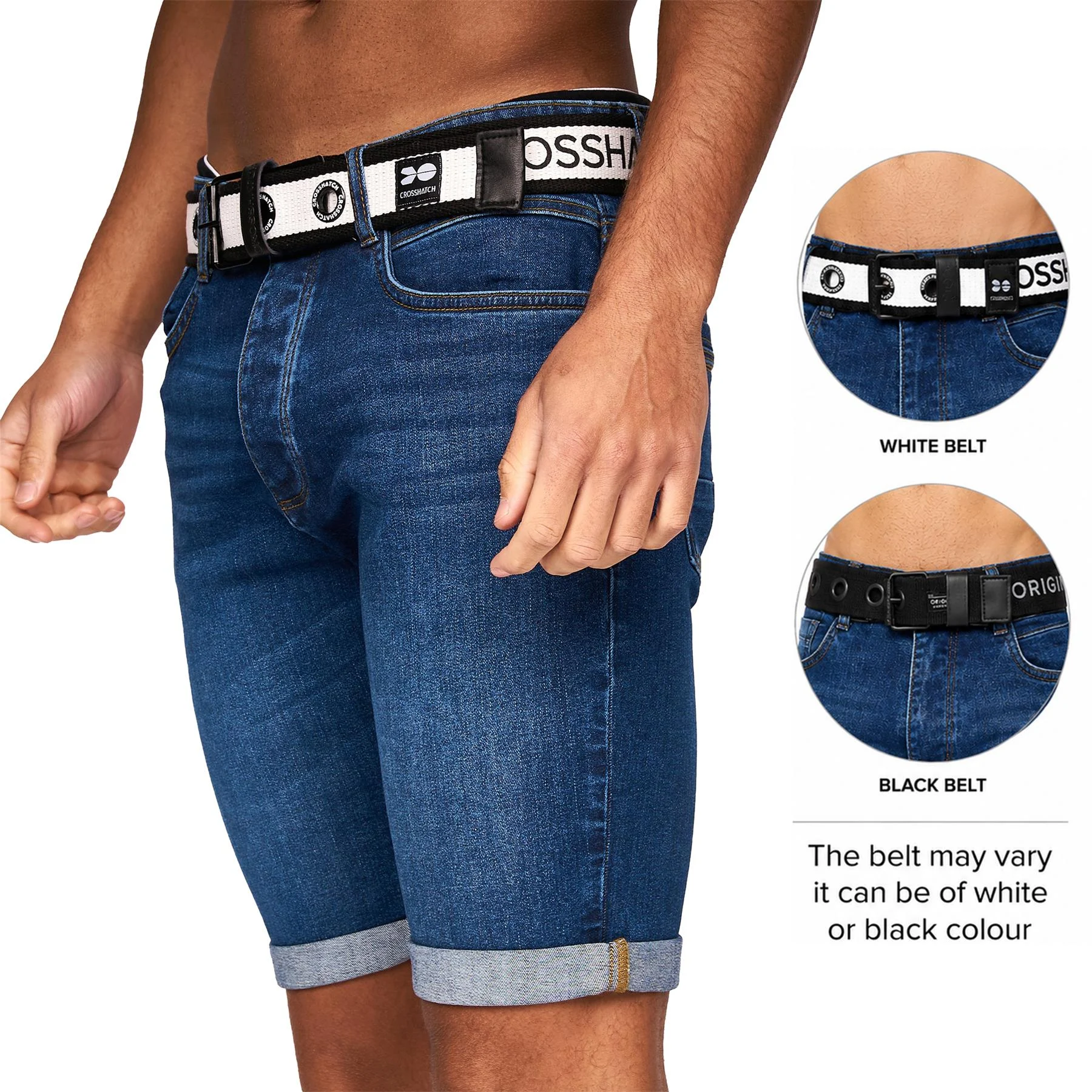Mens Roll Up Stretch Denim Shorts