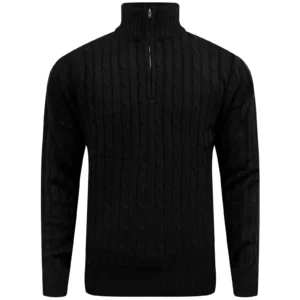 Mens Half Zip Cable Knit Jumper
