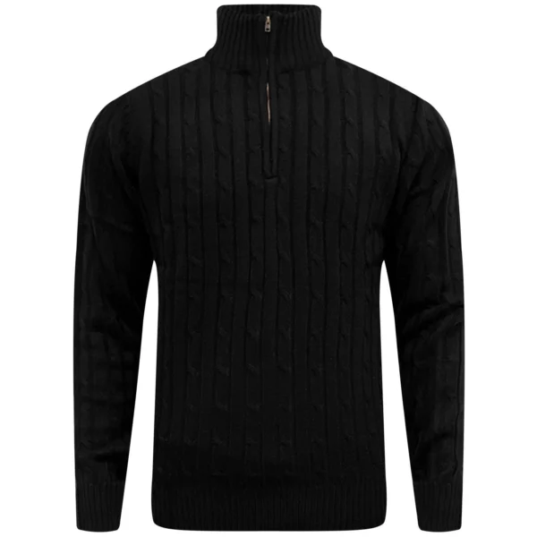 Mens Half Zip Cable Knit Jumper