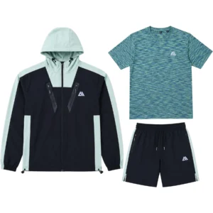 Mens Double Zip Hooded Active Shorts Set