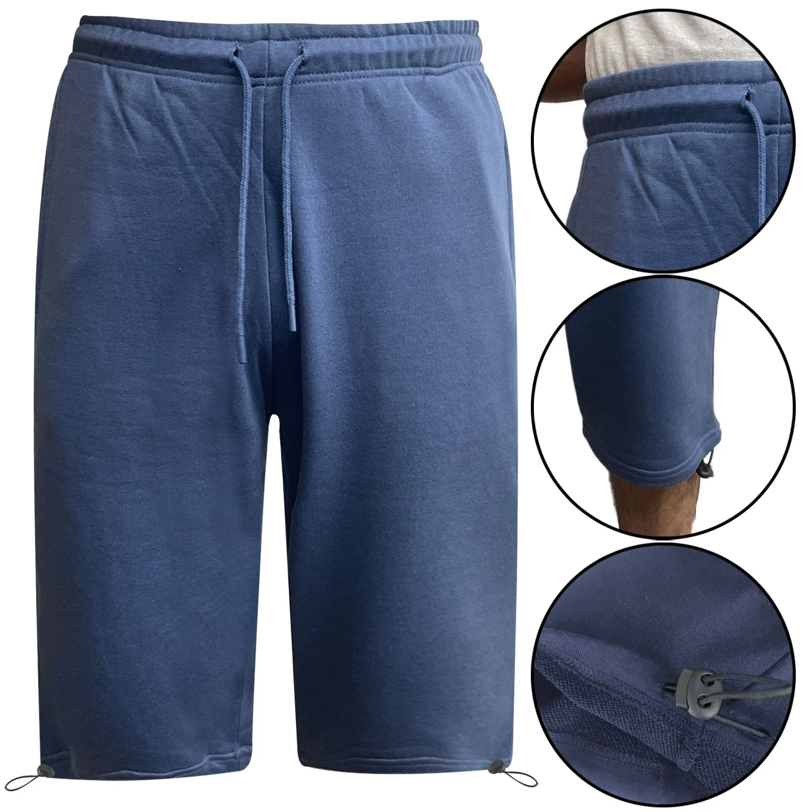 Mens Fleece 3/4 Long Jogging Shorts