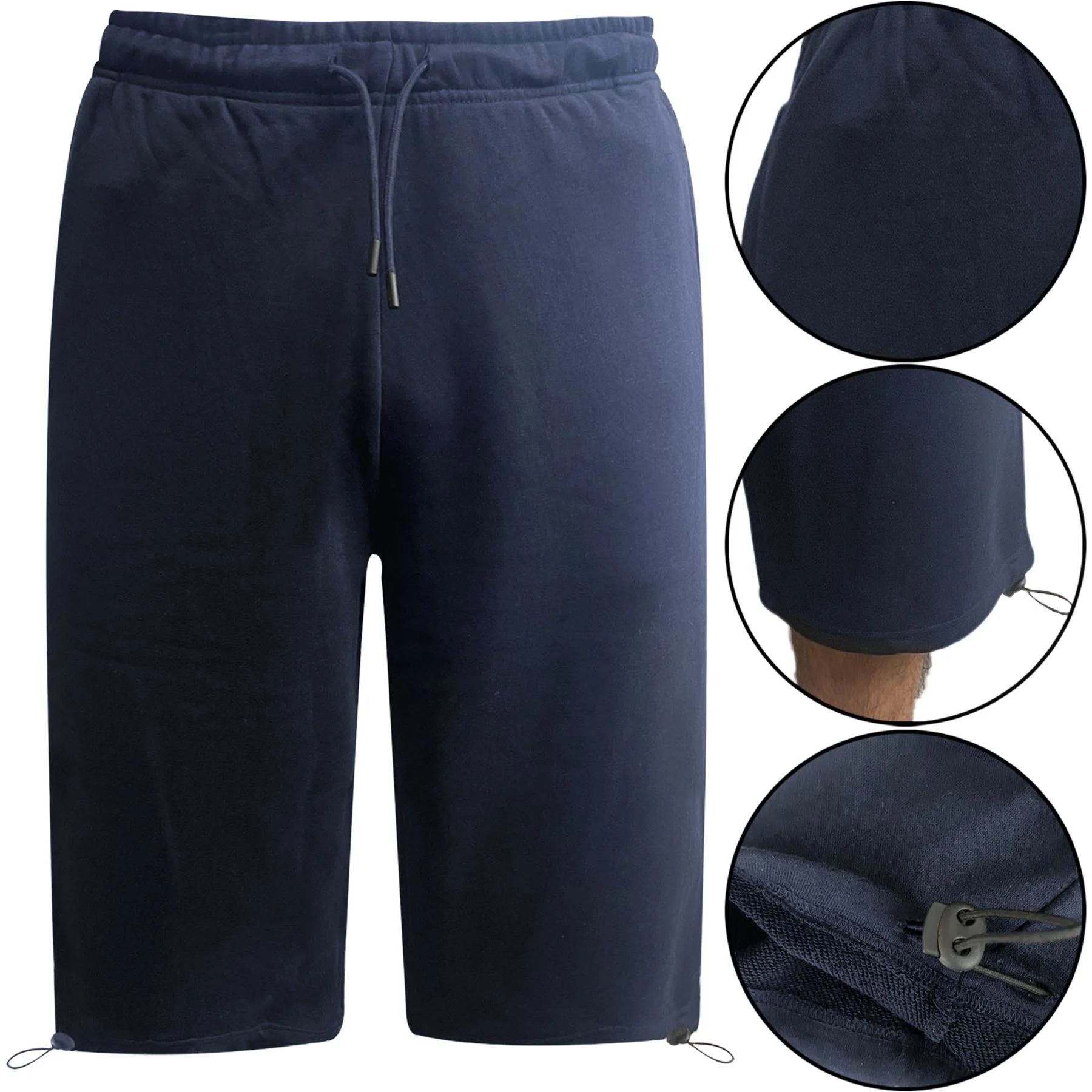 Mens Fleece 3/4 Long Jogging Shorts