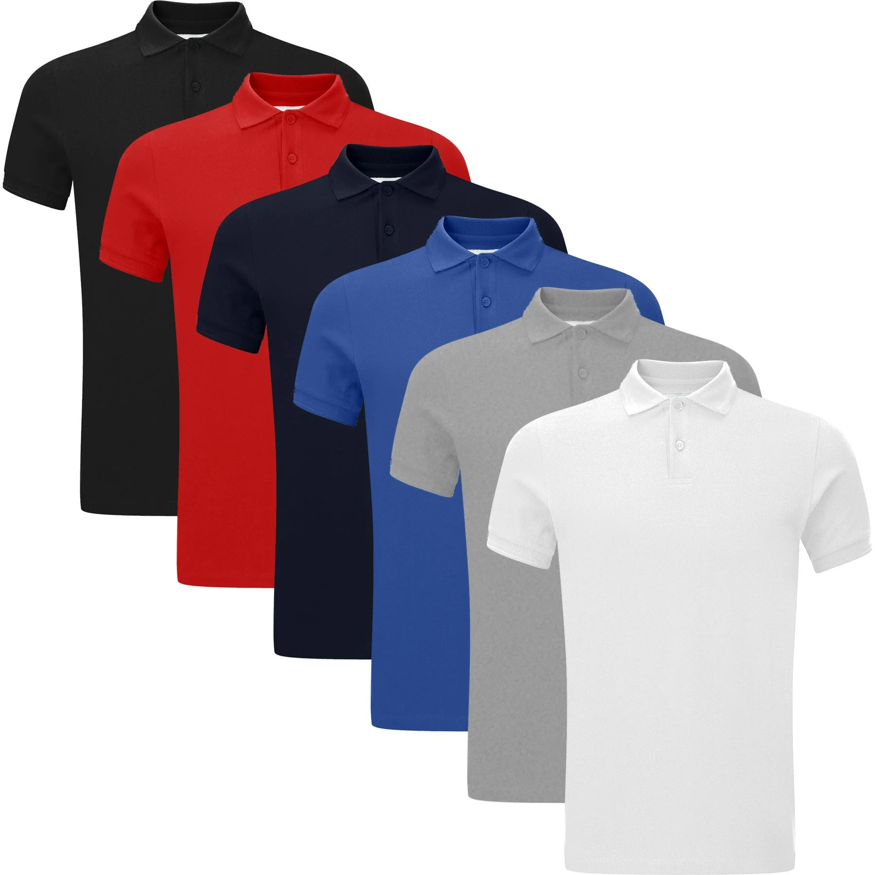Mens 6 Pack Contrast Tipped Polo Shirts