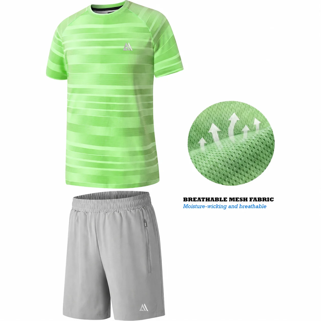 Mens Textured Active T Shirt Shorts Set