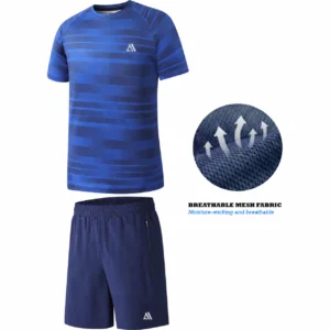 Mens Textured Active T Shirt Shorts Set