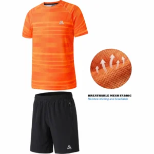Mens Textured Active T Shirt Shorts Set