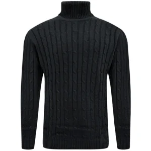 Mens Cable Knit Turtle Neck Jumper